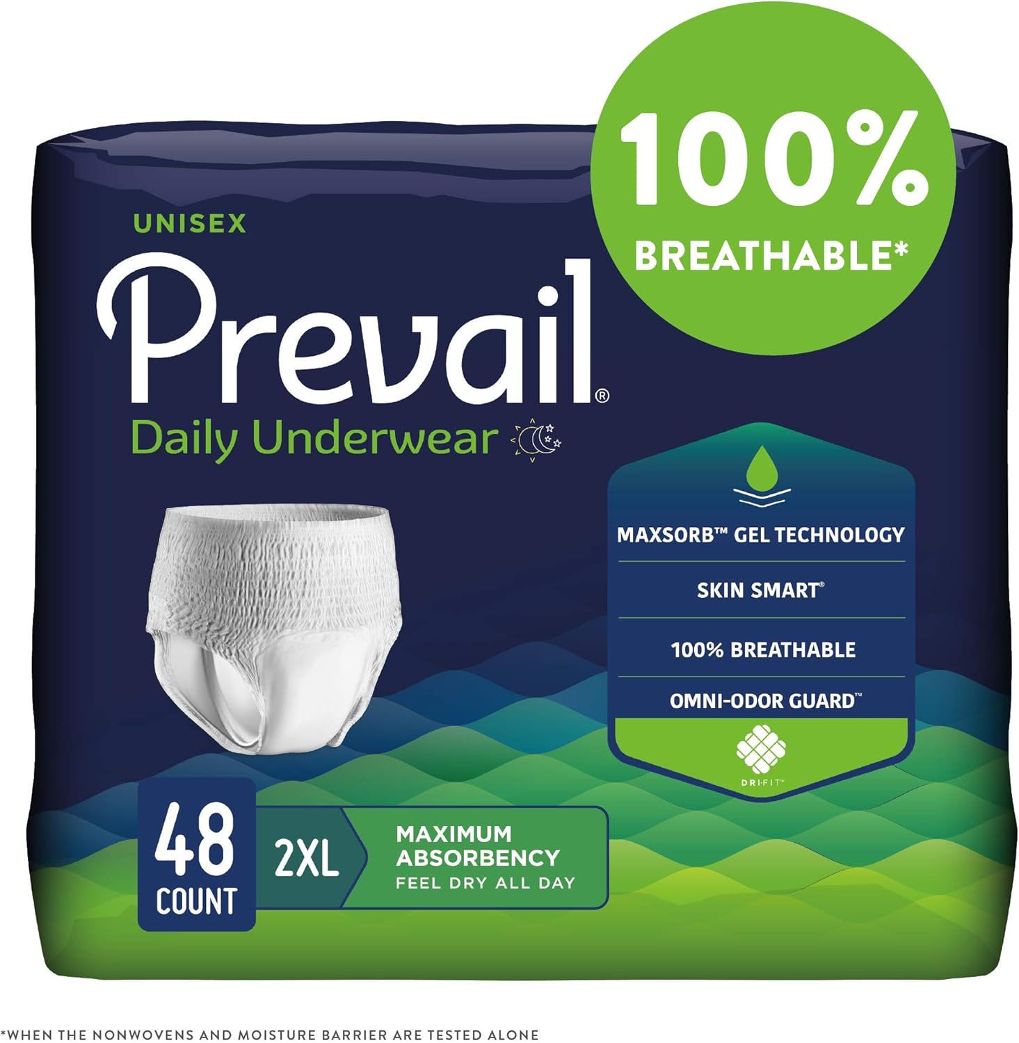 Prevail Incontinence Protective Underwear, Maximum Absorbency, 2X-Large, 48 Count: Health & Personal Care