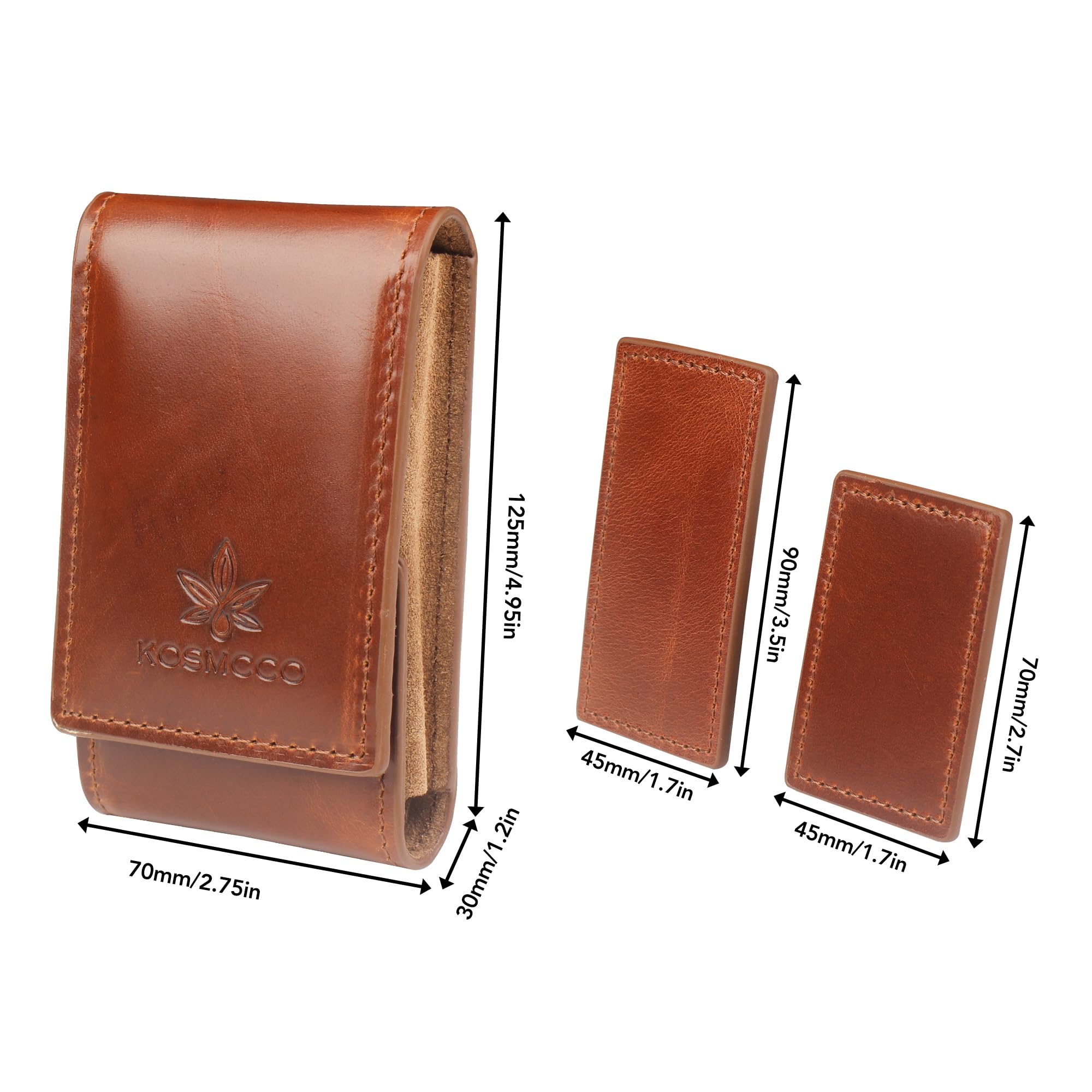 KOSMCCO Leather Watch Pouch - Portable Travel Pouch with Suede Lining and Leather Inserts, Single Watch Case for Lovers Gift (Brown)