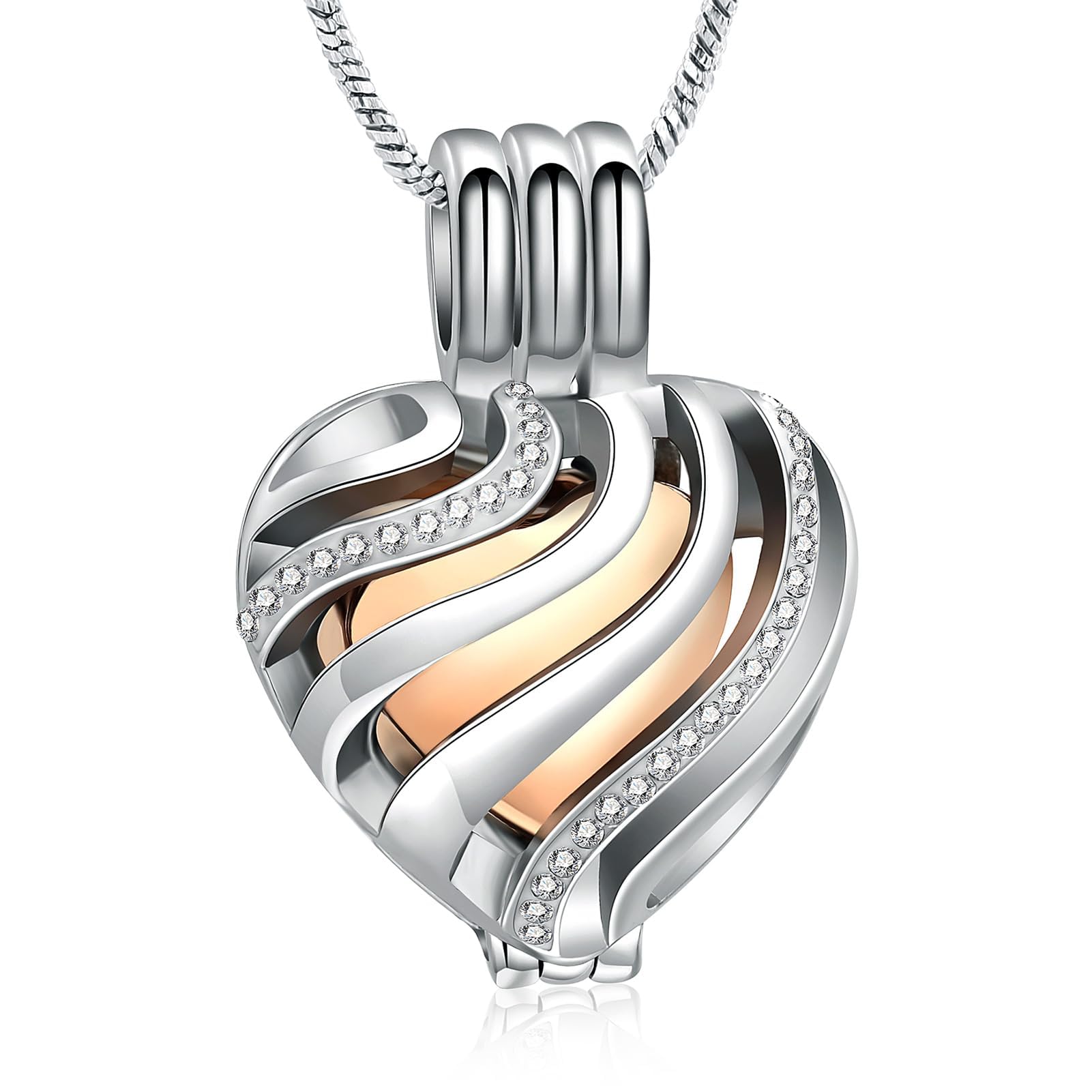AIWENXI Heart Urn Ash Necklace for Women Men Memorial Ashes Keepsake Loved Human Cremation Jewellery for People Pet Ashes, Stainless Steel