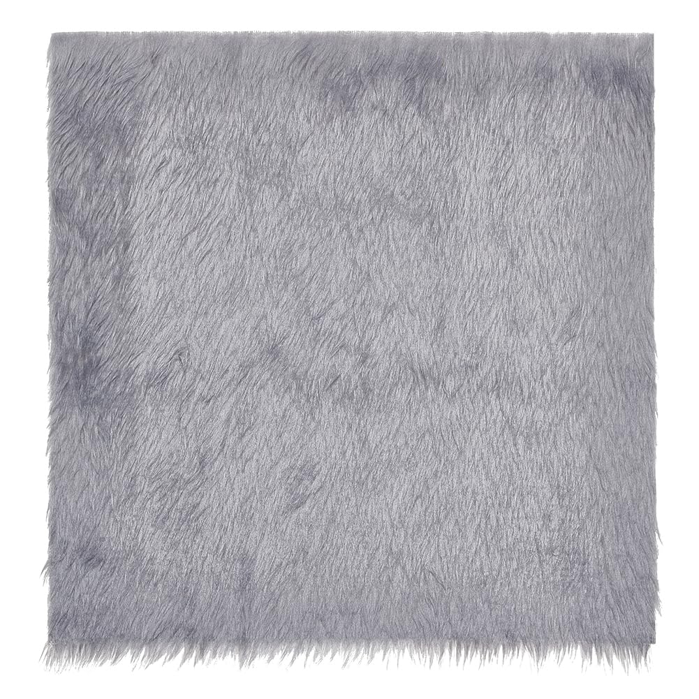 BENECREAT Dark Gray Faux Fur Fabric 40x40cm, Soft Plush Shaggy Squares Pre-Cut Craft Fur Fabric for Costumes, Rugs, Pillows, Sewing, Decorations