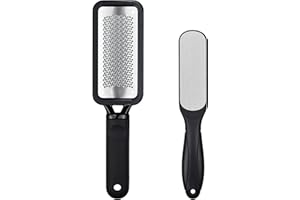 MODENGKONGJIAN Foot Files Callus Remover 2 Pcs Stainless Steel Professional Pedicure Foot Rasp and Dual Sided Scrubber Foot Care Tools to Removes Hard Skin Corns for Dry and Wet Fee