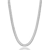 Miabella 925 Sterling Silver Italian 4mm Mesh Link Chain Necklace for Women, Made in Italy