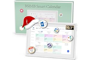BSIMB 10.1 Inch Digital Calendar - Chore Chart, Meal Planner, Rewards System, Photo Display, Smart Electronic Calendar Touchscreen Interactive Display for Family Schedules Seamless Scheduling White