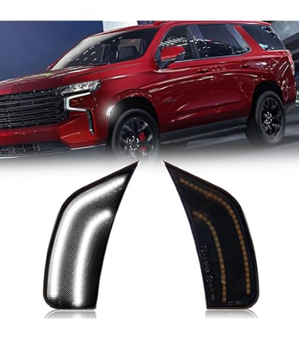 VIPMOTOZ Full LED Front White Side Marker Lights Compatible With 2021-2023 Chevy Tahoe Suburban Cadillac Escalade GMC Yukon XL Chrome Lens Clear Lens Pair Set In | Whizz Side Marker Assemblies - Foto 5