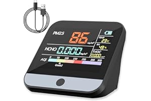 MXY 6-in-1 Professional Indoor Air Quality Monitor Indoor Portable PM2.5/PM1 /PM10 Monitor | Temperature | Formaldehyde Detector AQI+Humidity TVOC | Air Quality Tester - Confined Space Clean Air Monitor