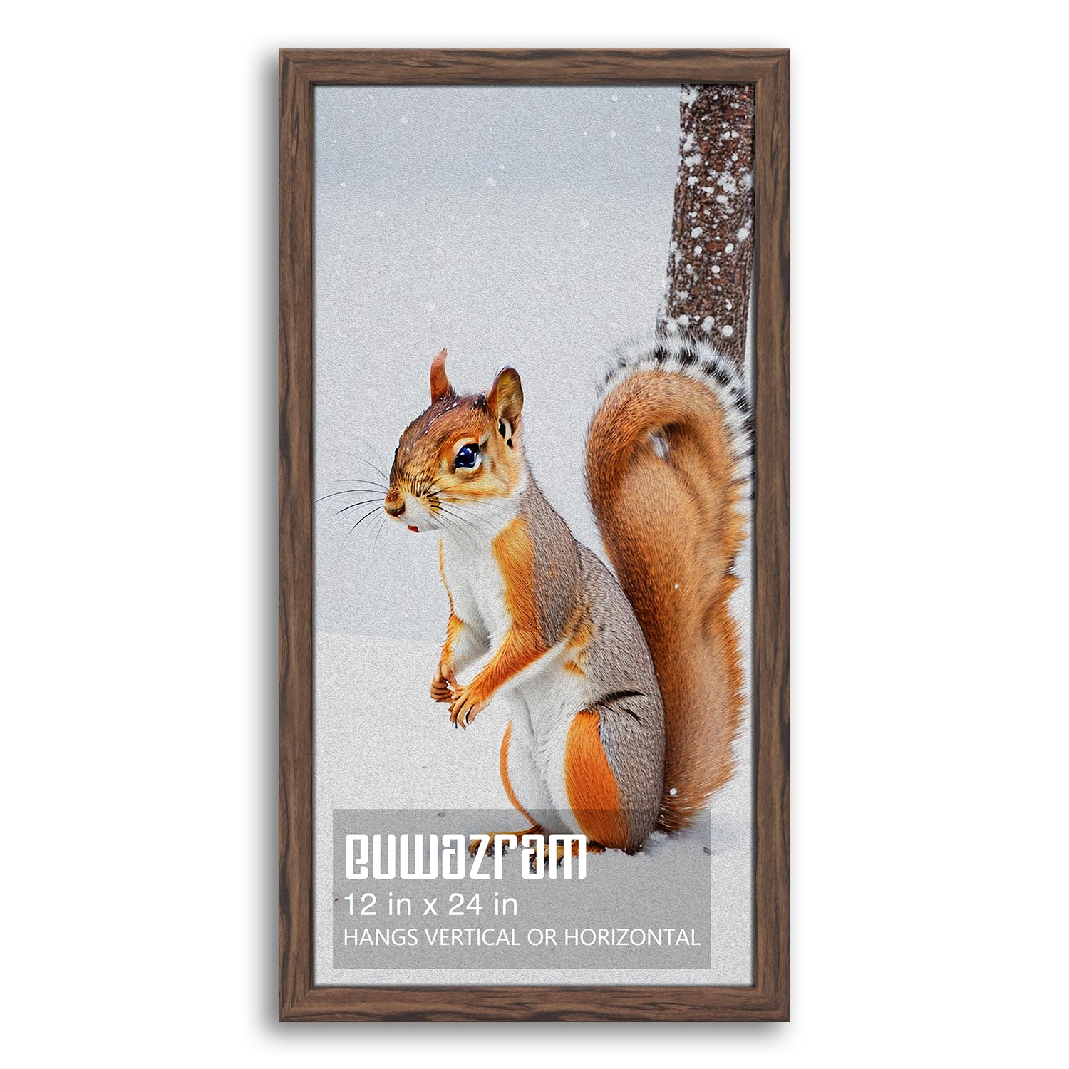 euwazram Rustic Walnut 12x24 Frame - Single Frame, 12 x 24 Poster Frame for Artwork, Puzzles, Photos and Movie Posters Picture Frames