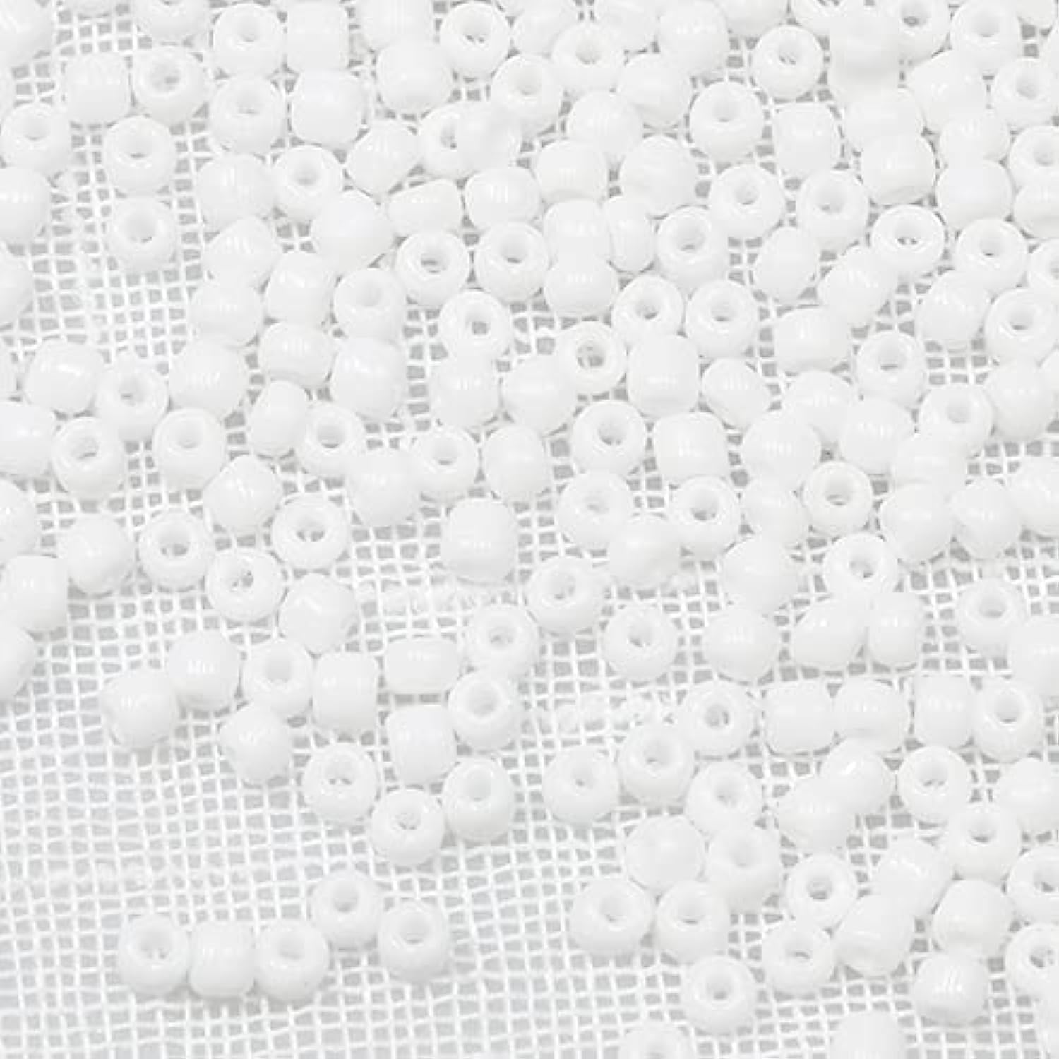 Tibaoffy White Beads Size 8/0 Crafts Glass Seed Beads 3mm for Jewelry Making (Total About 100gm About 3600pcs)