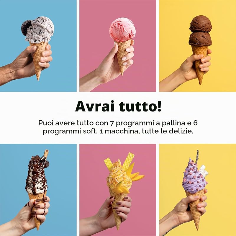 CREAMi Swirl - Macchina per gelato e servire, sorbetto, frappè, yogurt congelato, programma a basso contenuto calorico e altro, 13 in 1, manico morbido e 2 confezioni di crema Swirl da 453,6 g,
