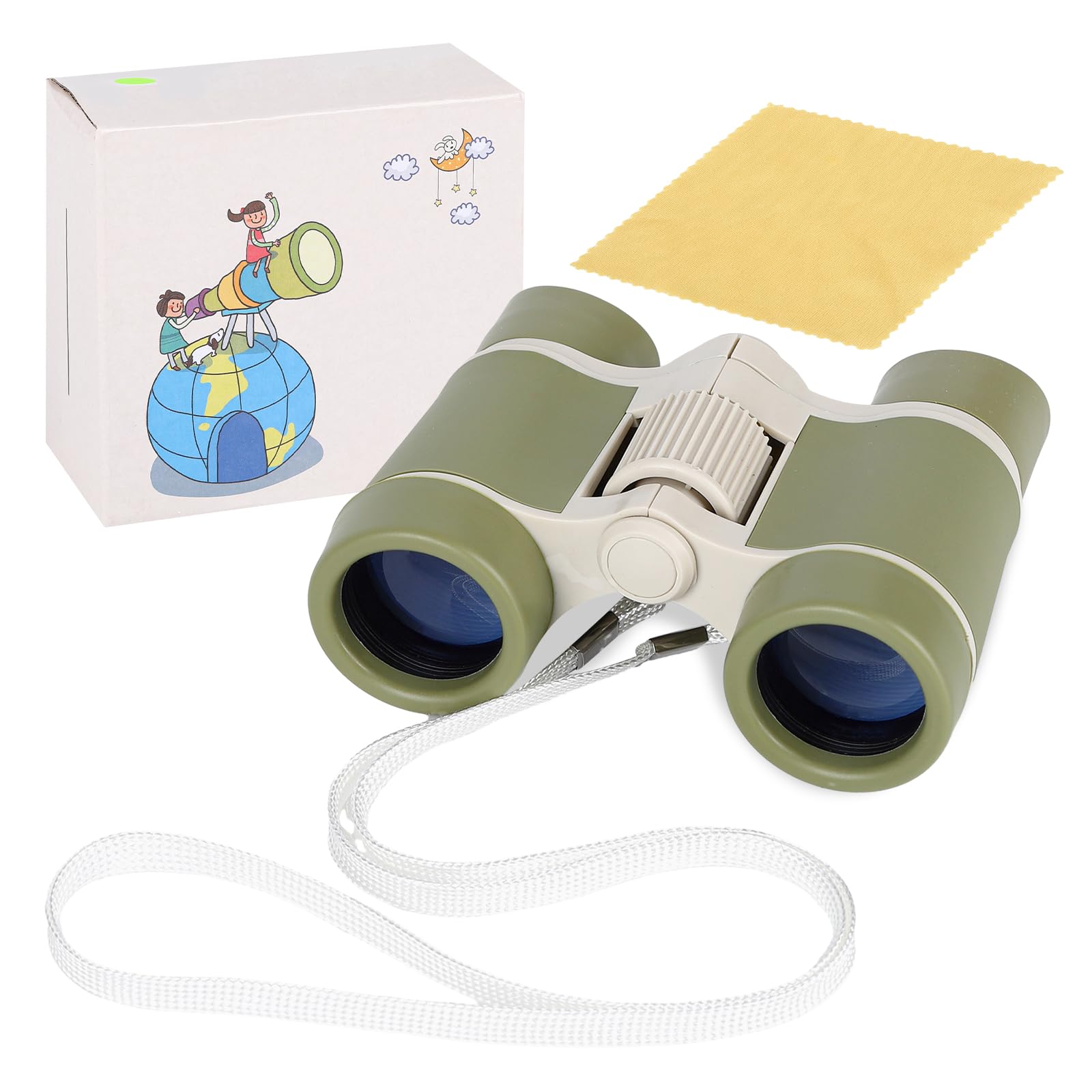 Kids Binoculars, Binoculars for Kids Toys, Observer's Binoculars, Outdoor Toys for Sports And Outside, Binoculars for Bird Watching Educational Learning Travel Hiking Camp, Birthday Presents (Green)