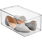 iDesign Stackable Shoe Box, Clear | Hinged-Lid