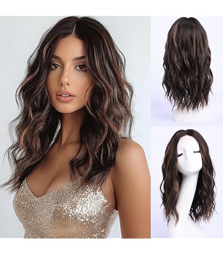 Amazon.com : simkaylee Dark Brown Wavy Wigs for Women 14 