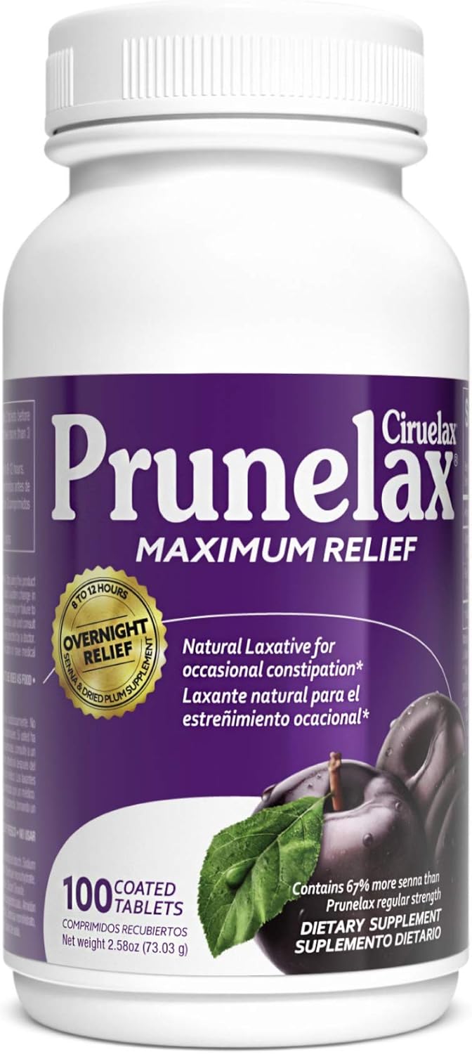 Prunelax Ciruelax Natural Laxative Maximum Relief Tablets, 100Count: Health & Personal Care