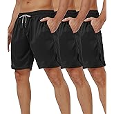 3 Pack 2 In1 Men's Gym Workout Running Shorts with Pockets 7 inch