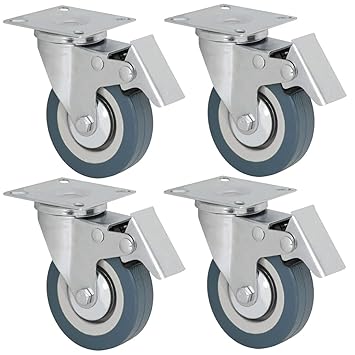 eyepower 4er Set Transportrolle Schwerlastrolle mit Anschraubplatte Transportrolle 75mm Lenkrolle 360° drehbar Feststellrolle