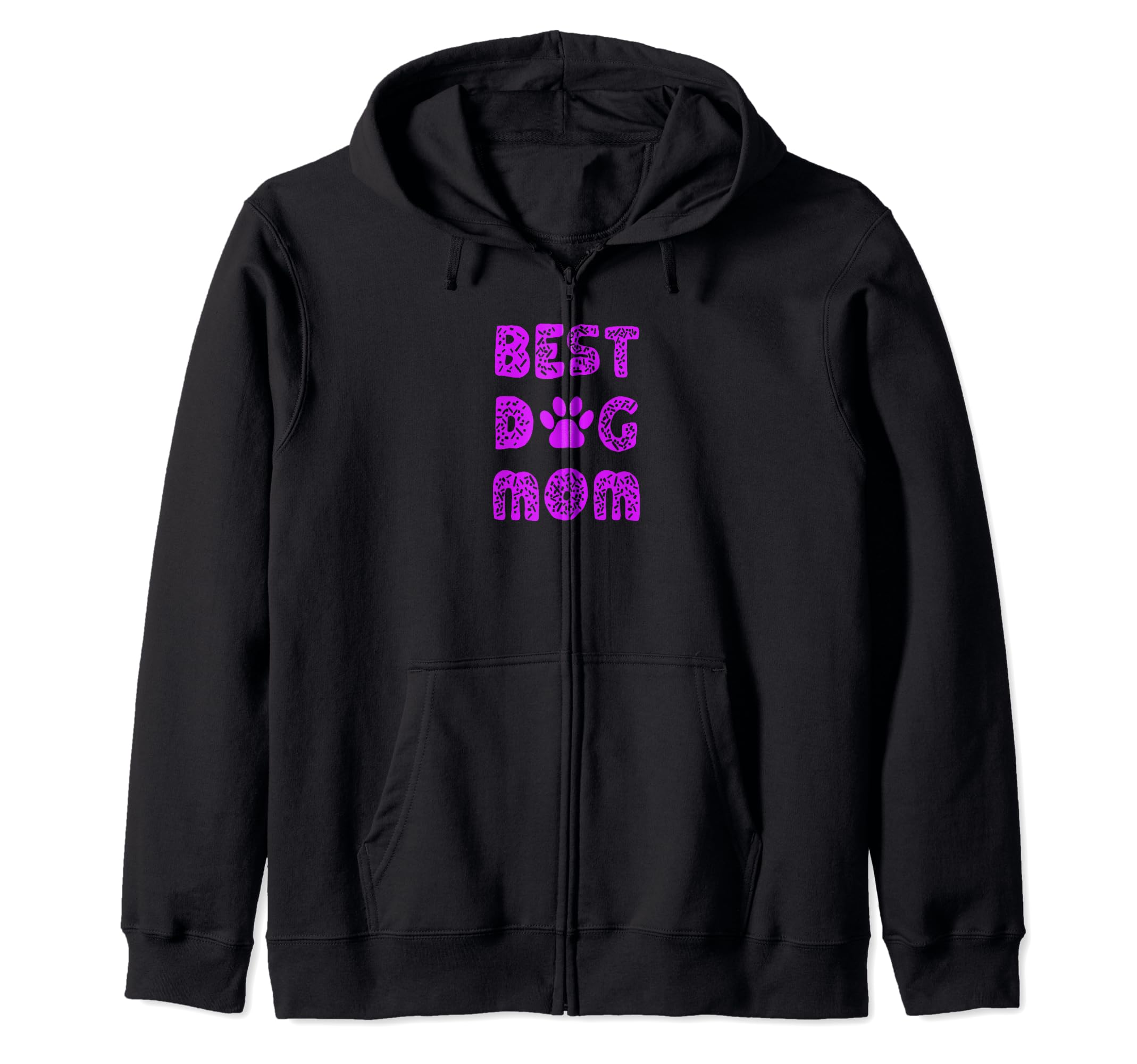 Best Dog Mom with Dog Paw Print Zip Hoodie