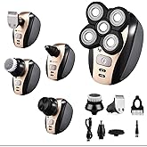 5 in 1 Electric Shaver Bald Head Shaver Head Shavers for Bald Men Electic Razor Waterproof IPX7 Cordless Rechargeable Trimmer for Nose Ear Face Body Hair Wet Dry Men Head Grooming Kit Hair Clippers