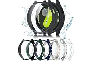 Cuteey 6+6 Pack for Samsung Galaxy Watch 7 Screen Protector Case 44mm, Hard PC Bumper Cover with Anti-Fog Tempered Glass Protective Film for Galaxy Watch 7 Accessories Neutral,44mm