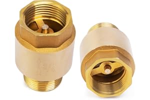 ChillWaves Brass In-Line Spring Check Valve DN20 3/4" Male x 3/4" Female Thread, One-Way Non-return Vertical Check Valve，Prevent Water Back-flow(2-PACK)