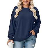 Velvelhall Women's Plus Size Sweatshirts Oversized Corduroy Long Sleeve Crew Neck Pullover Sweat Shirts Casual Loose Fit Tops