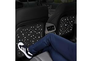 Nuanchu 2 Pcs Sparkling Diamond Kick Car Mats Back Seat Protectors with Sparkly Rhinestones Crystal Bling Seat Covers Car Interior Decor Accessories Black for Women Female