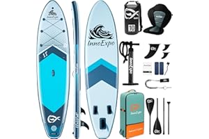 INNOEPXO InnoExpo Inflatable Stand Up Paddle Boards with Premium Accessories, Wide Stable SUP Paddle Board Design, Non-Slip Comfort Deck for Youth & Adults