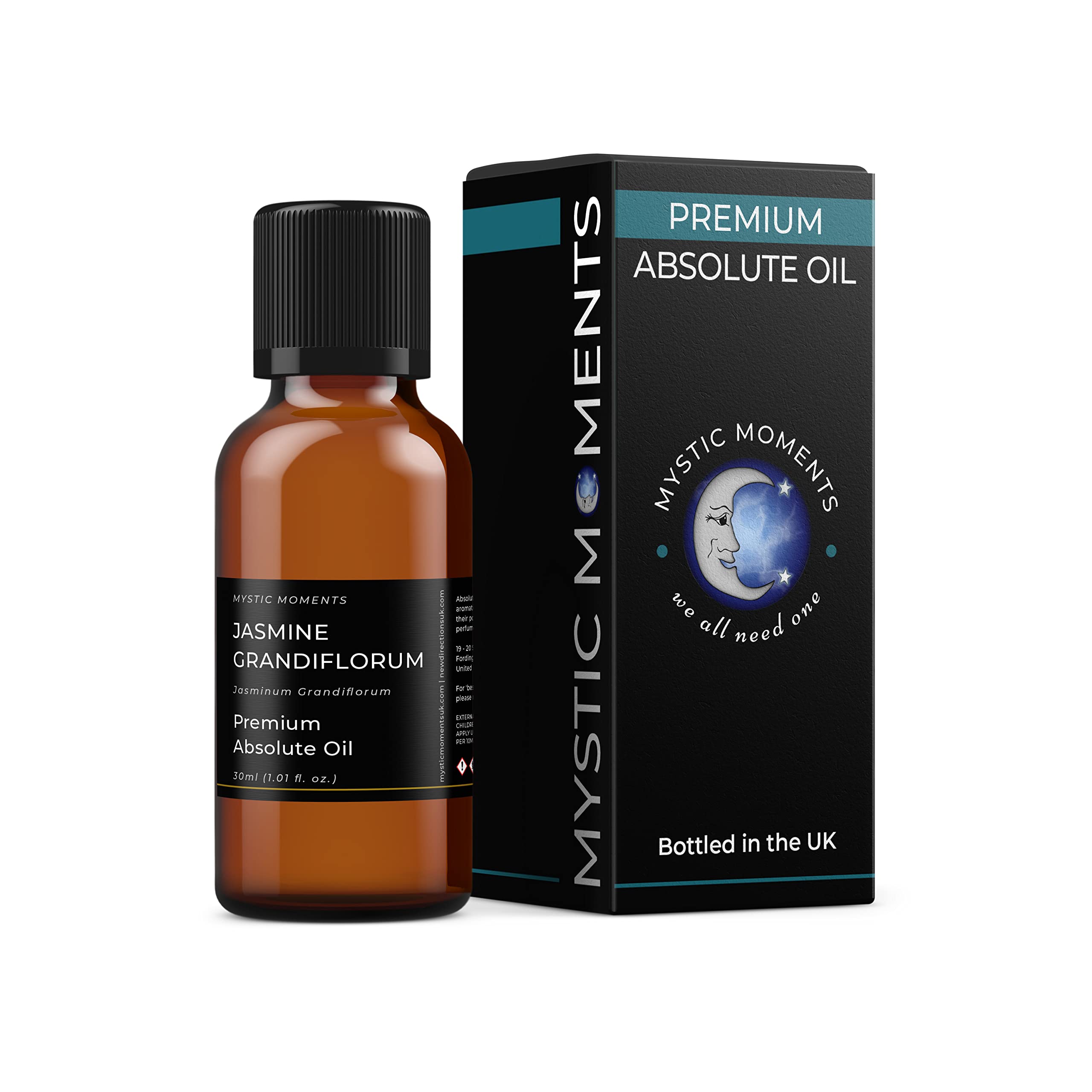 Mystic Moments | Jasmine Grandiflorum Absolute Oil 30ml | Jasminum grandiflorum | Intense Sweet Floral Aroma | Food Grade Solvent Extracted | Middle to Base Note | Natural Perfumery & Aromatherapy Use