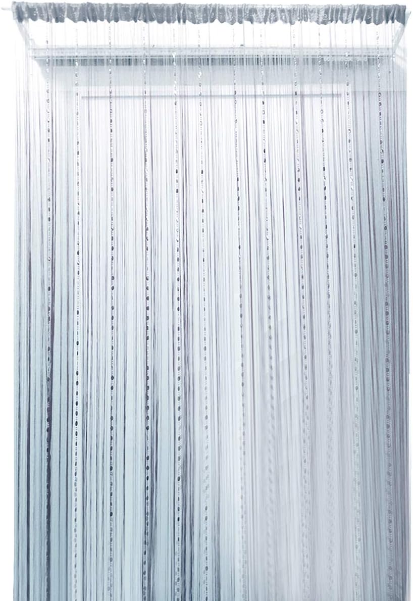 Danse Jupe Decorative Door Window String Curtain Beaded Fringe Curtain Fly Screen Blind Tassel Divider(Silver Grey)