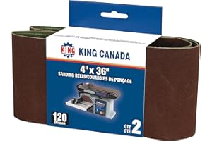King Canada 4 x 36 Inch Sanding Belts, 120 Grit, 2-Count (SB-436-K-120)