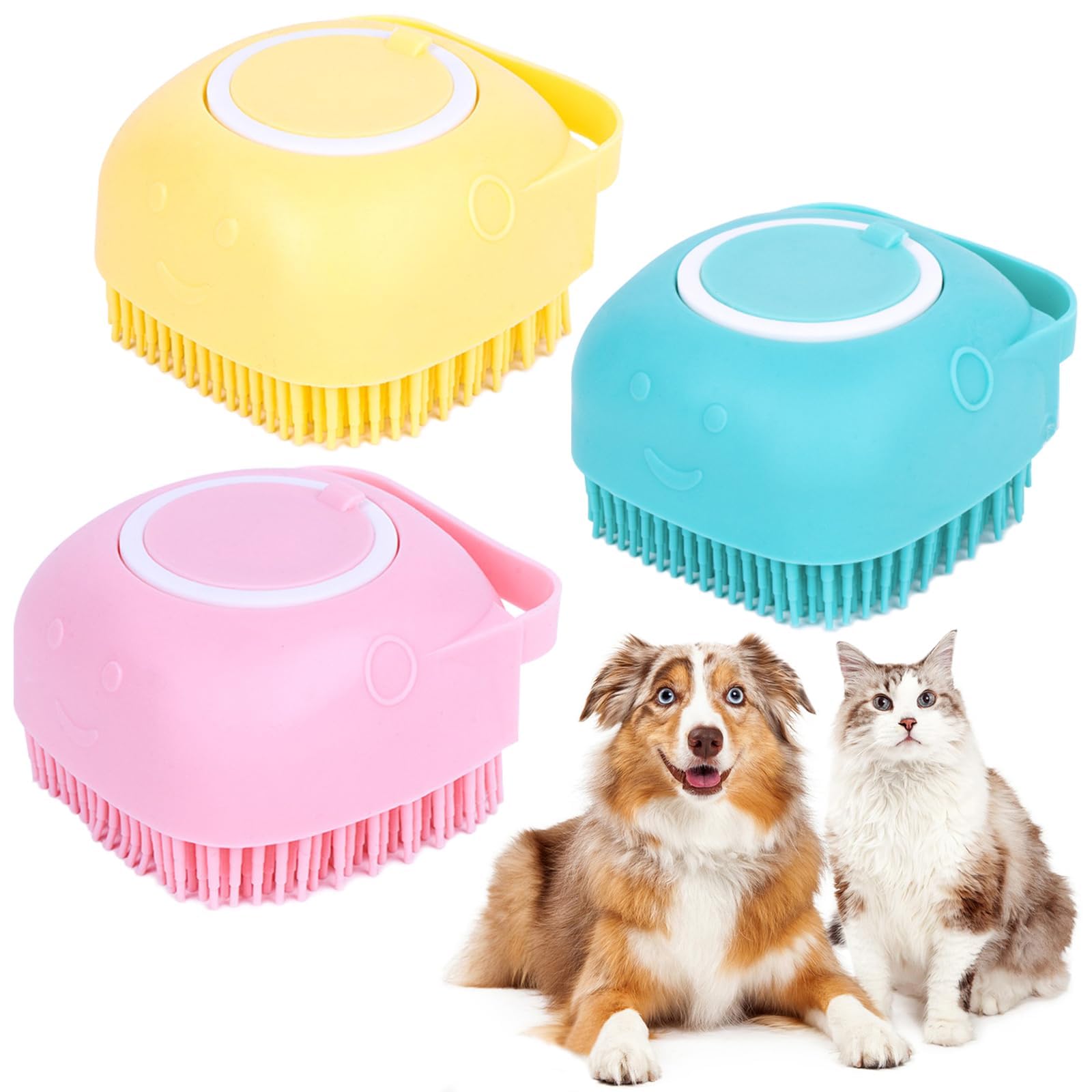 Silicone Dog Bath Brush, Soft Dog Shampoo Brush for Shedding, Gentle Rubber Pet Grooming Scrubber for Dogs and Cats with Non-Slip Handle – Perfect for Bathing and Massage