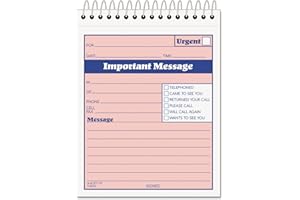 TOPS 2-Part Carbonless Phone Message Book, 4.25 x 6 Inches, Top Spiral Binding, 1 per Page, 50 Sheets, Pink and Canary, (4010