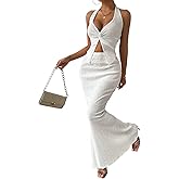 ASKHOPE Two Piece Skirt Outfits for Women 2025 Twist Halter Crop Top and Maxi Skirt Sets 2 Piece Summer Vacation Set