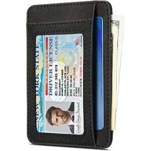 Teskyer Slim Minimalist RFID Wallet for Men Women, Genuine Leather - Black | Premium Genuine Leather, Ultra Slim Front Pocket