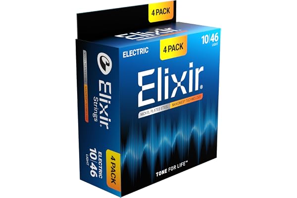 Elixir Strings, Electric Guitar Strings, Nickel Plated Steel with NANOWEB Technology, Longest-Lasting Bright Tone with Comfor