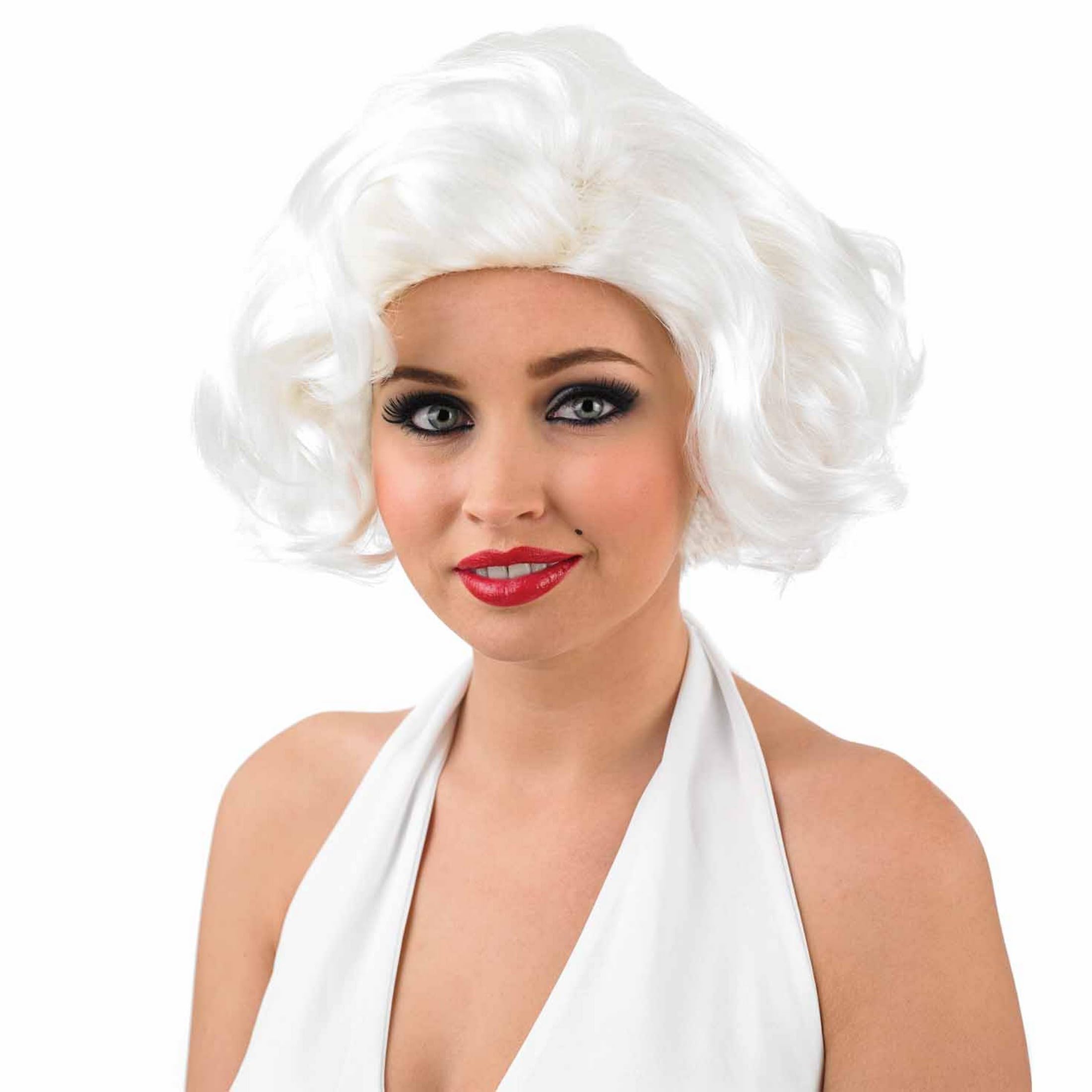 Adults 50s Film Star Wig Womens Blonde Curly Hair Costume Accessory One Size