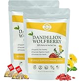 Aromlife Dandelion Wolfberry Tea, 42 Teabags with Dandelion Root, Goji Berry, Milk Thistle & Chrysanthemum, Individually Wrapped, Caffeine-Free Tea