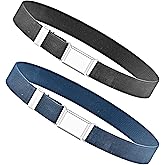 BEDLLEL 2 Pack Boys Girls Adjustable Belts Kids Elastic Uniform Belt with Silver Buckle Toddle Stretch Belt for Daily Wear & School Uniforms