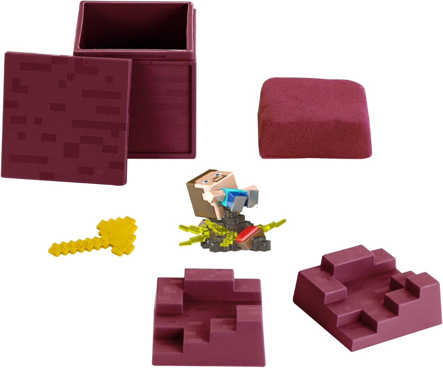 Amazon Com Minecraft Mini Mining Set Nether Nap Steve Figure And Environment Accessory With Moldable Sand For Added Creativity Creative Hands On Biome Build Toy Gift Fans Age 6 Years And Older Toys
