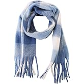 MULNRO Rainbow Plaid Scarf for Women Soft Oversized Blanket Shawl with Tassels Ideal for Travel Fall Winter Colorful Scarfs