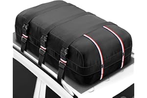 Kylinlucky Roof Cargo Bag 16 Cubic Feet – IPX6 Waterproof 1200D Triple-Layer, Universal Fit for Cars & SUVs (No Rack Needed), with 6 Hooks, Anti-Slip Mat & Storage Bag