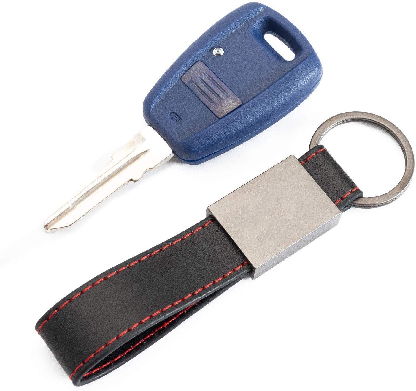 Generico Italy +Logo 1 Button Remote Control Shell for Fiat Punto Panda Bravo Seicento Stilo Doblo with Leather Keychain