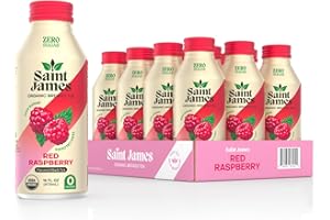 Saint James Iced Tea - Organic Black Tea - Non-GMO, Gluten Free, Zero Calorie, Zero Sugar - Red Raspberry, 12 Pack (16 fl oz each)