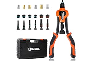 HARDELL Rivet Nut Tool Kit, 14" Rivnut Tool Kit with 80PCS Rivet Nuts, 6 Metric & Inch Mandrels M6, M8, M10, 1/4-20, 5/16-18, 3/8-16 and Rugged Carrying Case