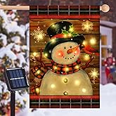 Lighted Christmas Garden Flag for Outside, Led Snowman Garden Flag, Winter Yard Flag 28x40 Double Sided for Outdoor Yard Porch Lawn Decor