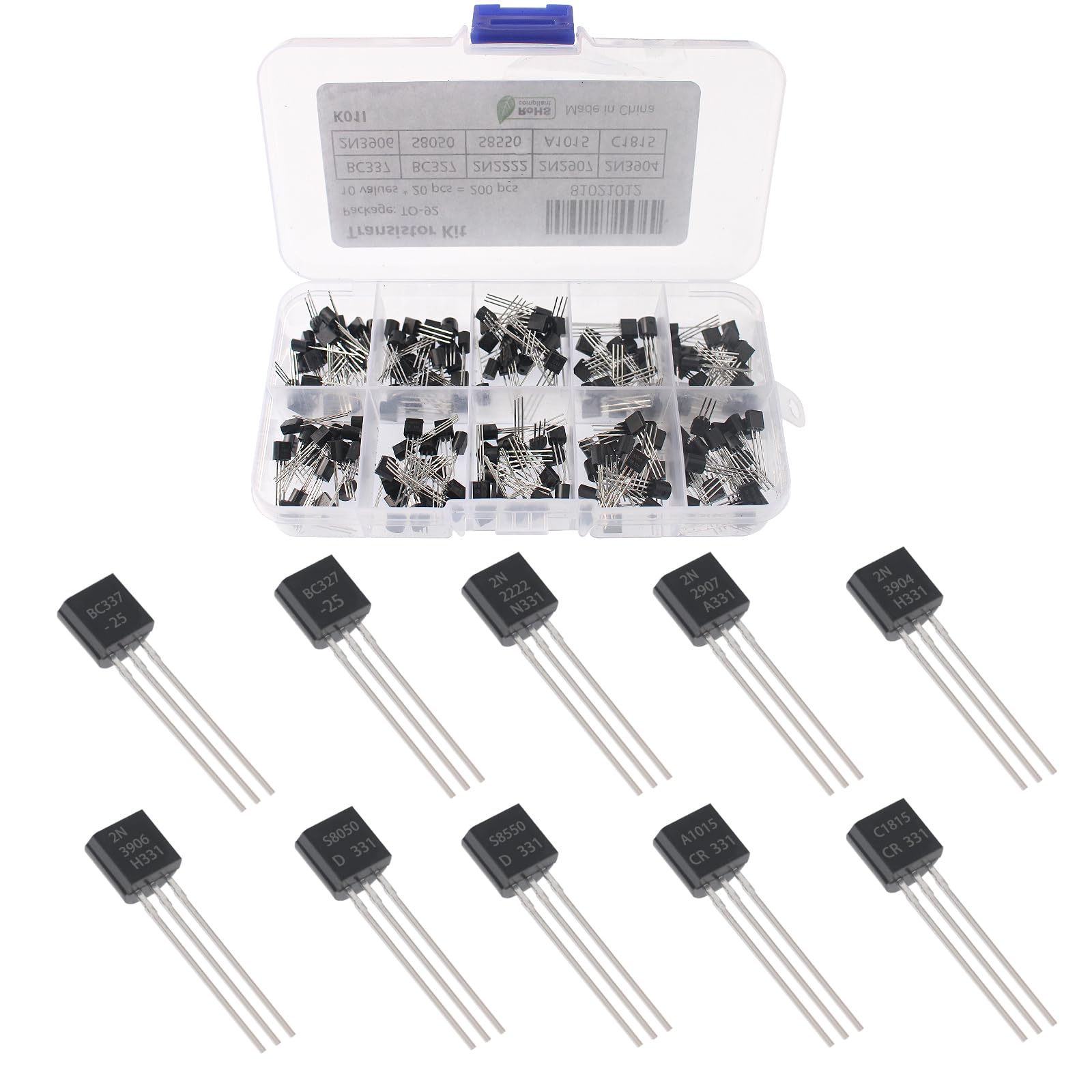 10Values 200PCS A1015 BC327 BC337 2N2222 2N2907