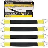 XSTRAP STANDARD 4-PK 24" x 2" Axle Straps with Protective Sleeve and D-Ring | Tire Wheel Tie Down Straps for Securing Race Car Tow Truck Transport, 3333 Lb. Capacity 10,000 Breaking Strength, Yellow