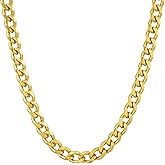 LIFETIME JEWELRY 5mm Cuban Link Chain Necklace for Women and Men 24k Gold Plated