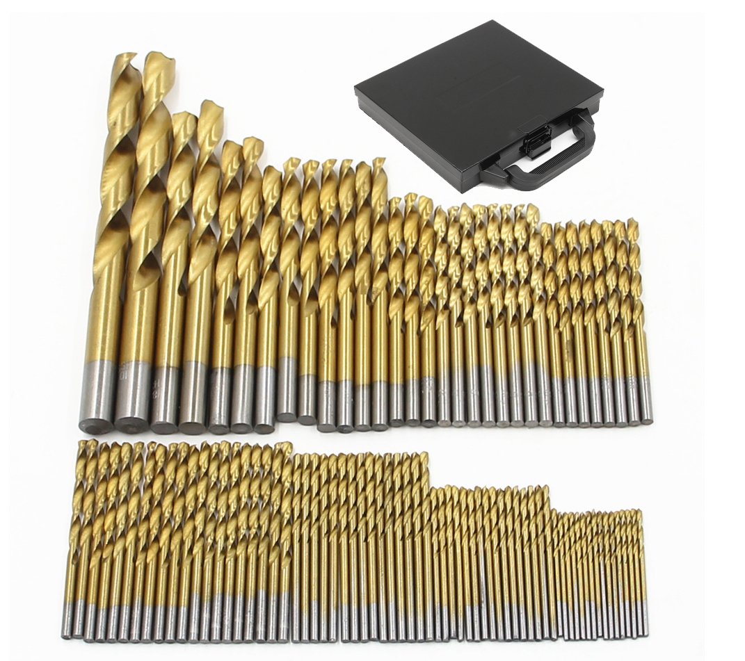 NUZAMAS 99 Piece High Speed Titanium Coated Twist Drill bits Set with Carry Case Box Sizes 1.5mm - 10mm