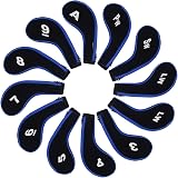 Andux 12pcs Iron Head Cover Set RH Zipper Neoprene Black Blue view 8
