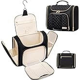 Romenrita Travel Toiletry Bag for Women, Hanging Toiletry Bag, Bathroom Bag Portable Shower Caddy for College Dorm Travel Shower Bag for Women Water-Resistant Cosmetic Makeup Bag (Black)