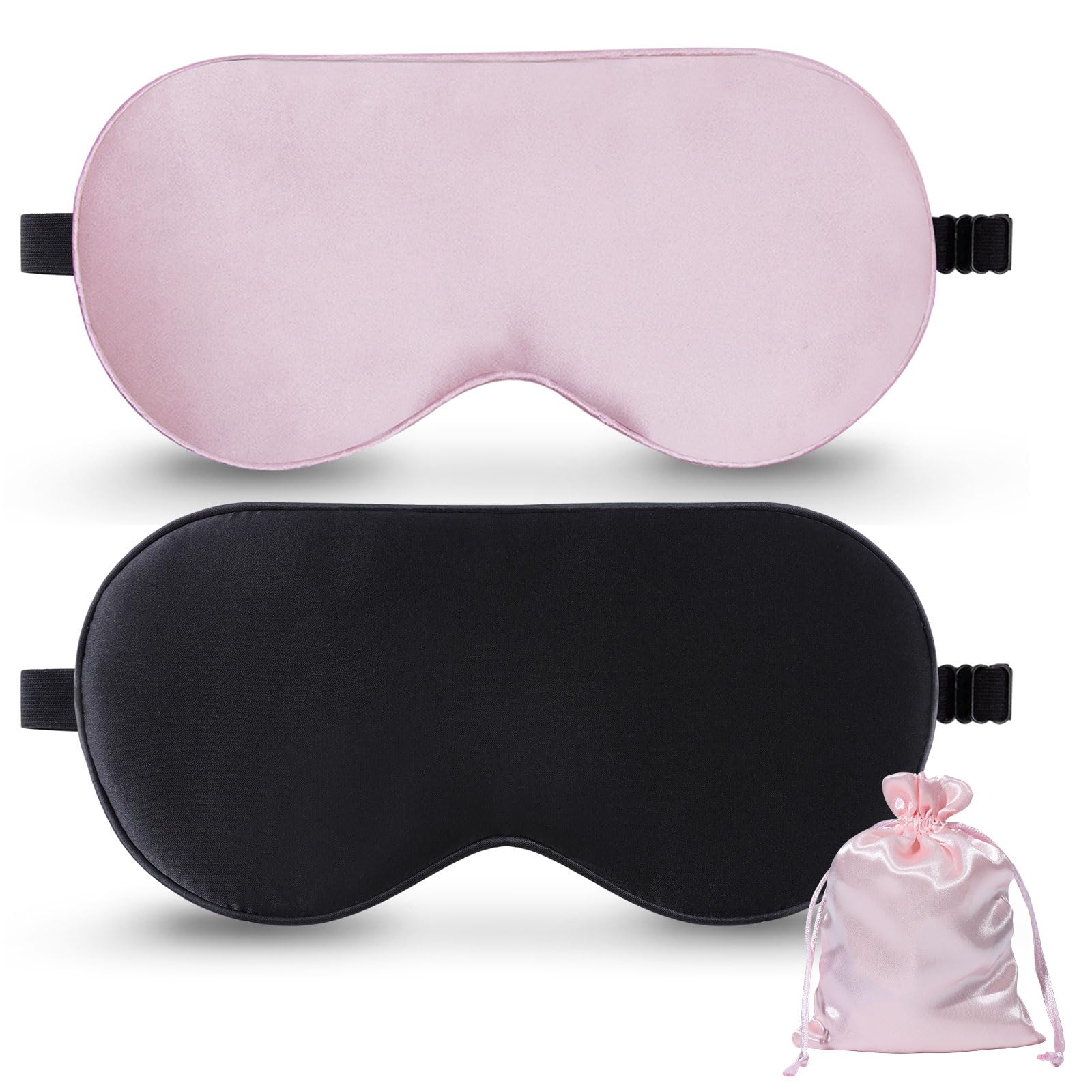 Sleep Mask with Pouch, 2 Pack 100% Real Natural